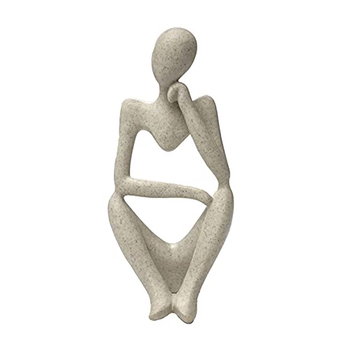 Sandstone Resin Thinker Style Abstract Sculpture Statue Collectible Figurines Home Office Bookshelf Desktop Decor(Sandstone - Left Reverie)