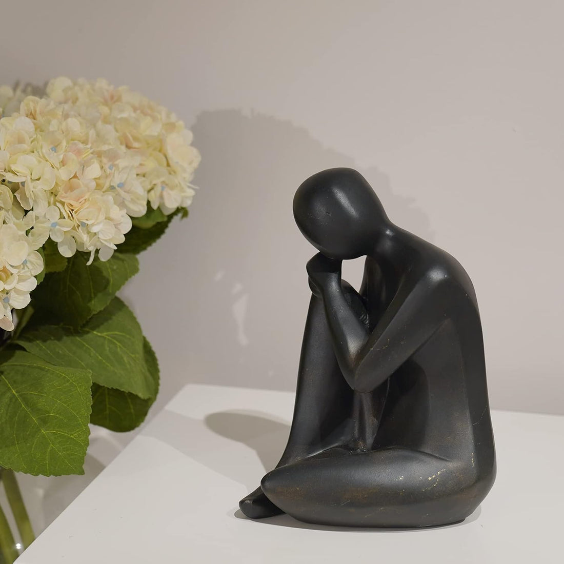 Guichifun Thinker Statue Resin Abstract Sculpture - Collectible Woman Figurine Art Home Office Bookshelf Decorative Objects Desktop Black Decor for Men&Women 5.25 X 6.25 X 8.5 Inch