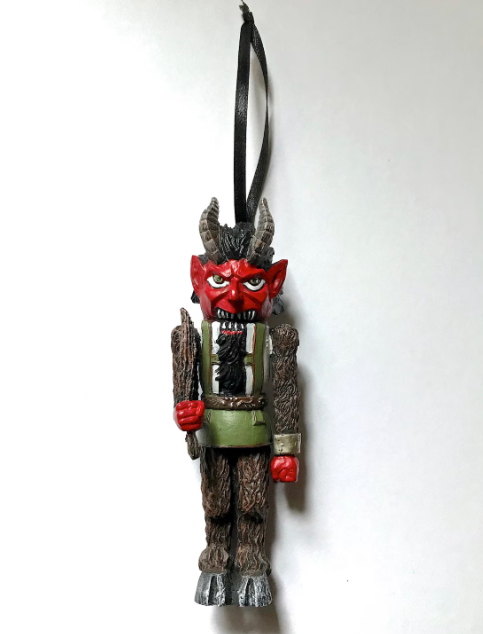 Krampus Nutcracker Ornament, Full Color, Resin Sculpture | Mythical Creature Figurine | Unique Dark Christmas Demon, Gothic Holiday Decor