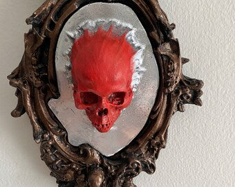 Spectral Skull Wall Plaque – Blood Red Gothic Haunted Decor