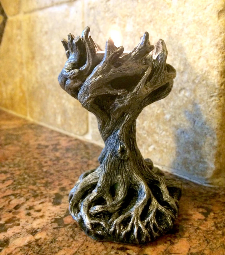 Yggdrasil Tea Light Holder – Fantasy Resin Candle Decor