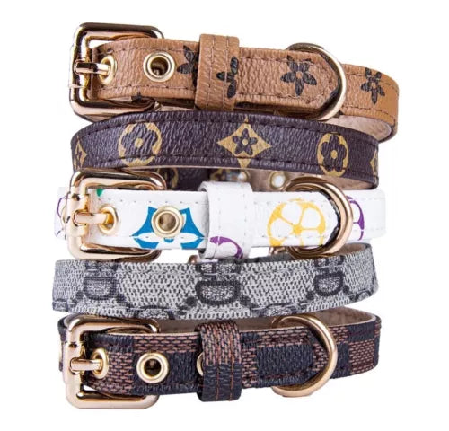 Luxury dog monogram collar with matching leash